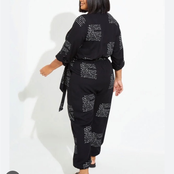Letter script black white jumpsuit sophisticated trendy XXL - Picture 5 of 7